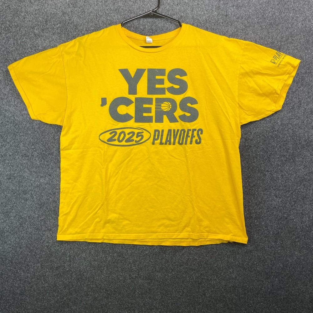 Indiana Pacers NBA YES 'CERS 2025 Playoffs T-Shirt Yellow Fruit of the Loom XL